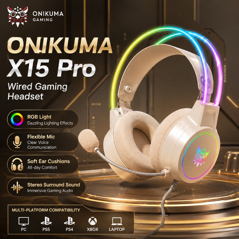 Gaming Headset Rgb - ONIKUMA X15 Pro Gaming Headset Wired