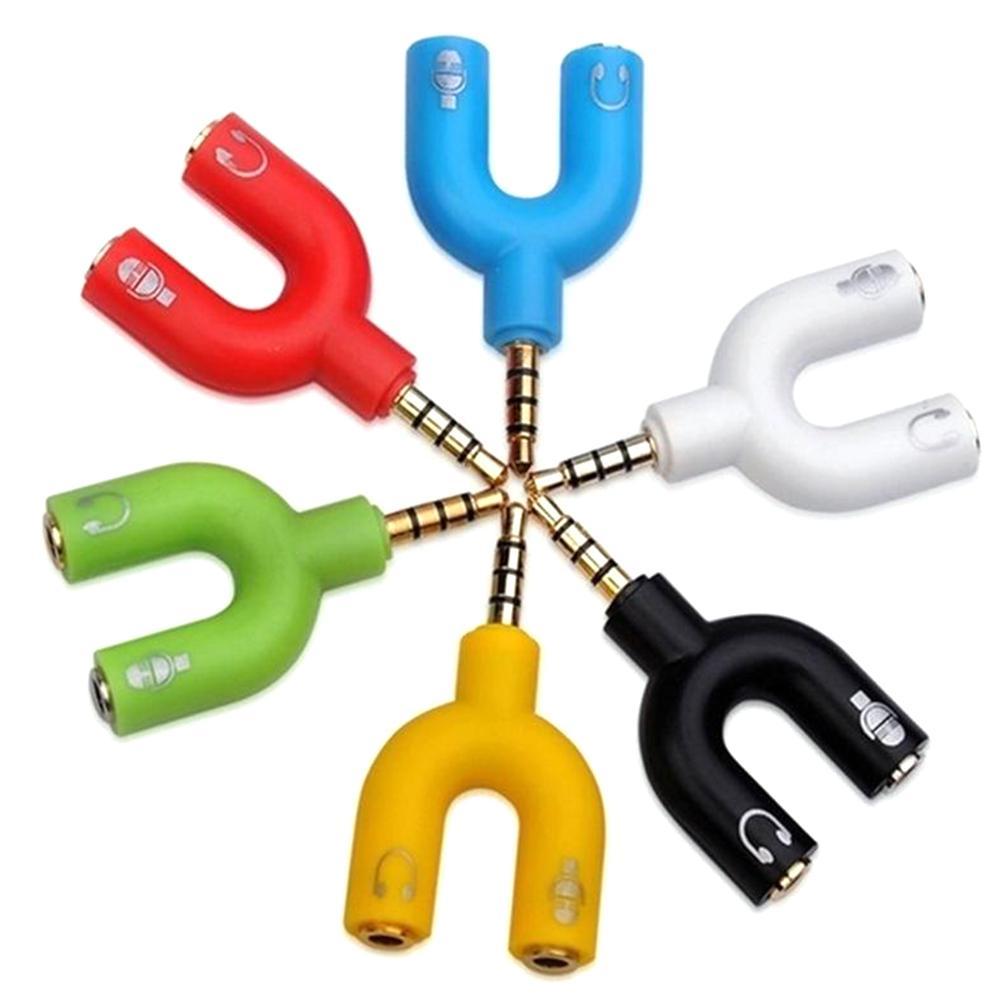 1PC Dual 3.5MM U Type Adapter  - Earphone Splitter Jack review and price