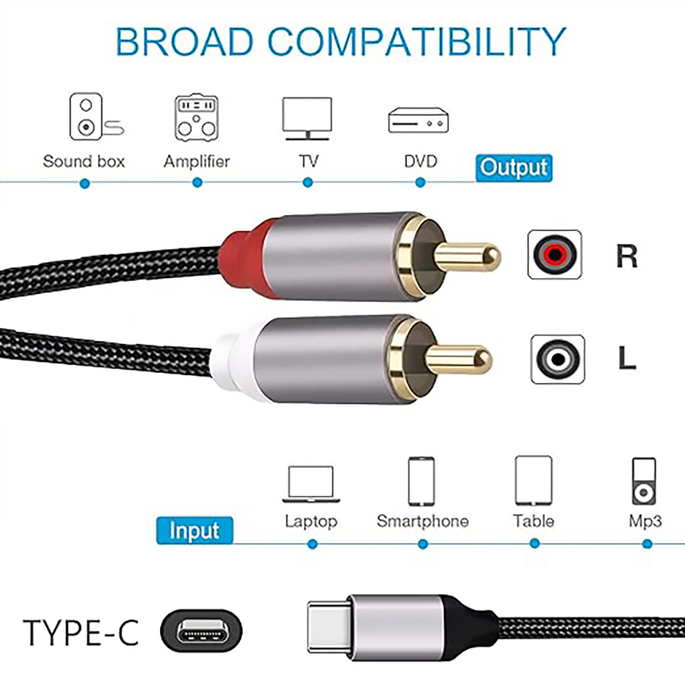 USB C to 2 RCA Audio Cable, Ty - Earphone Splitter Jack review and price